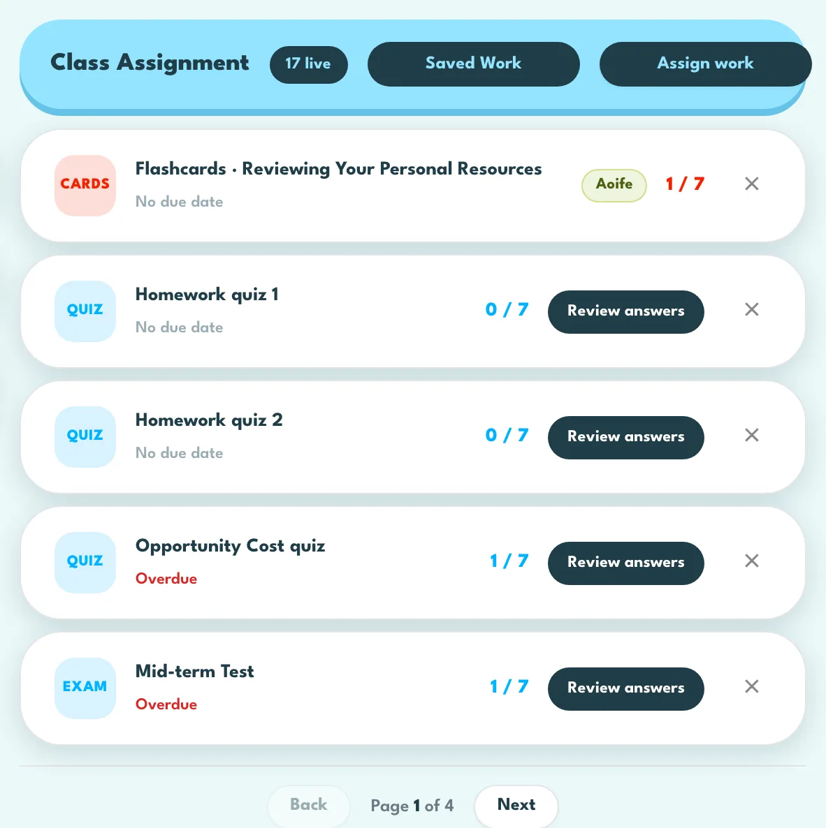 The Class Assignment tracker