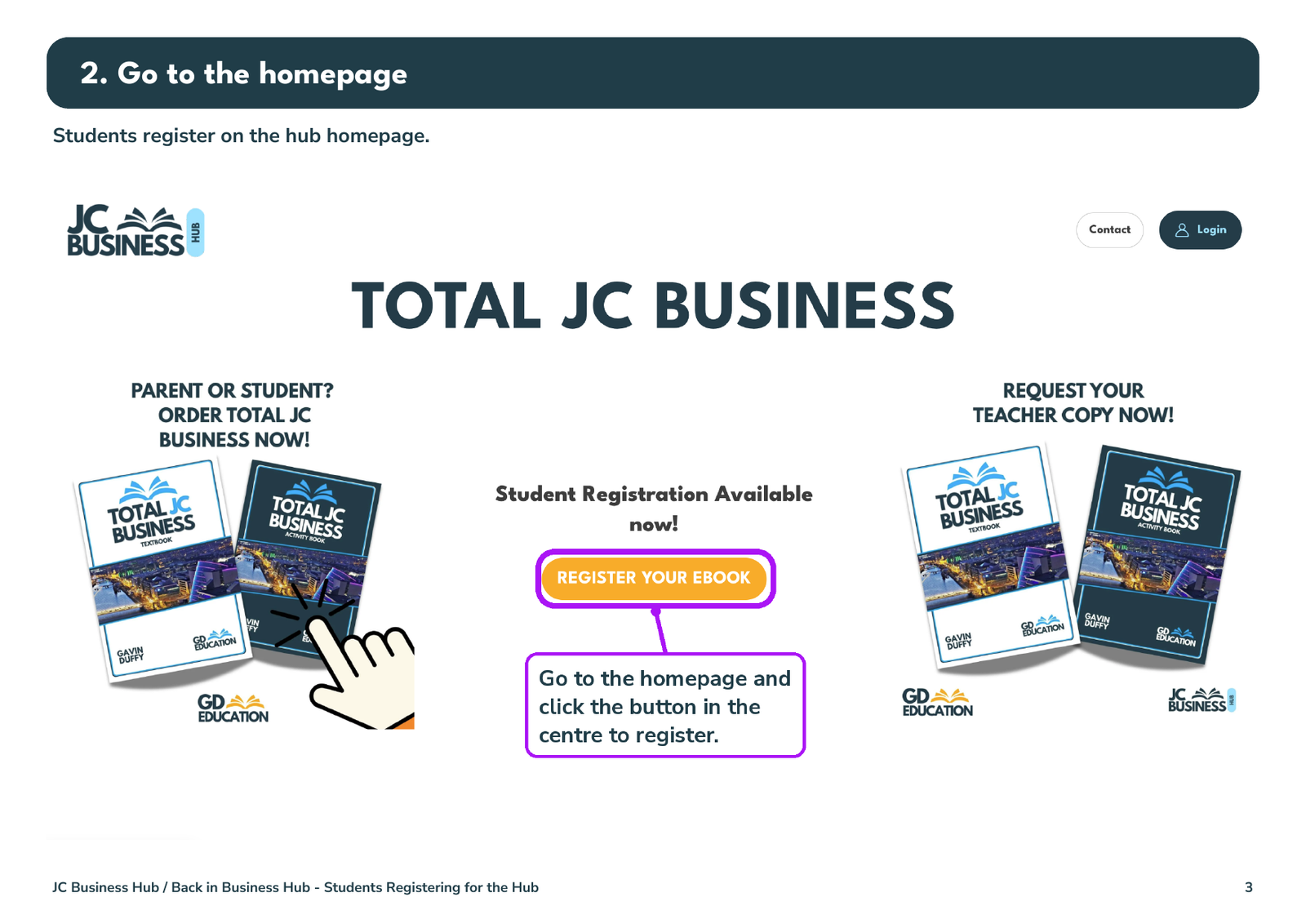 Registering on the homepage